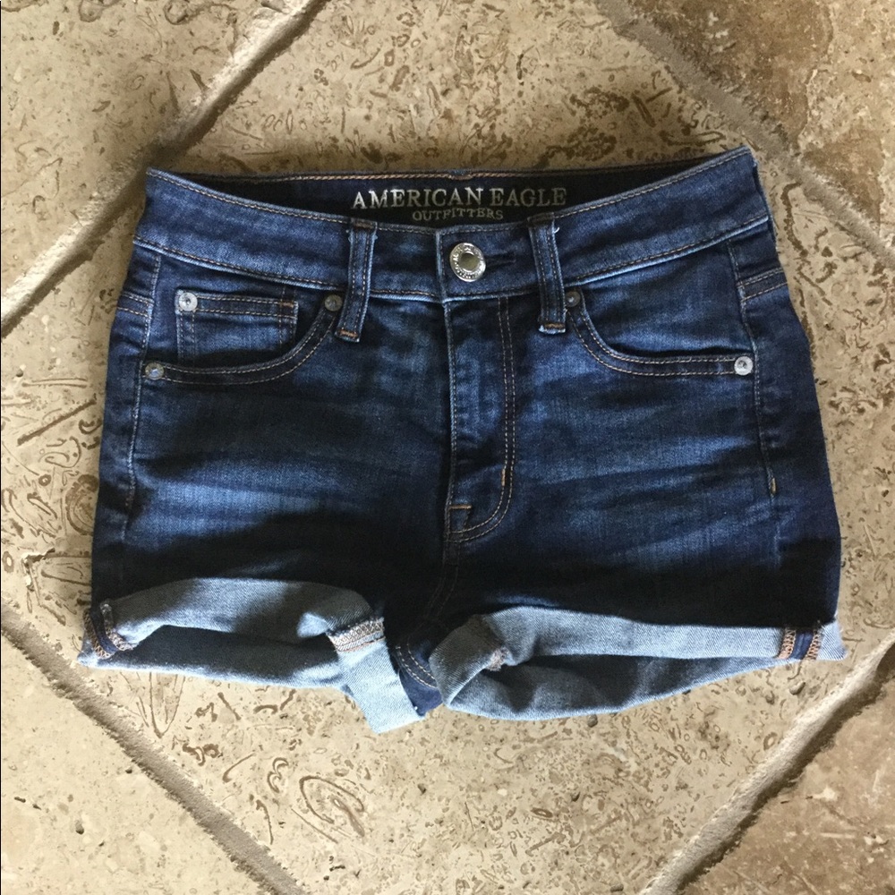 American Eagle Hi Rise Shortie denim shorts